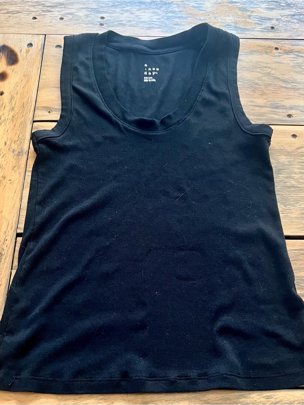 a new day Black Ribbed Scoop Neck Tank
